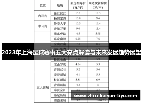 2023年上海足球赛事五大亮点解读与未来发展趋势展望